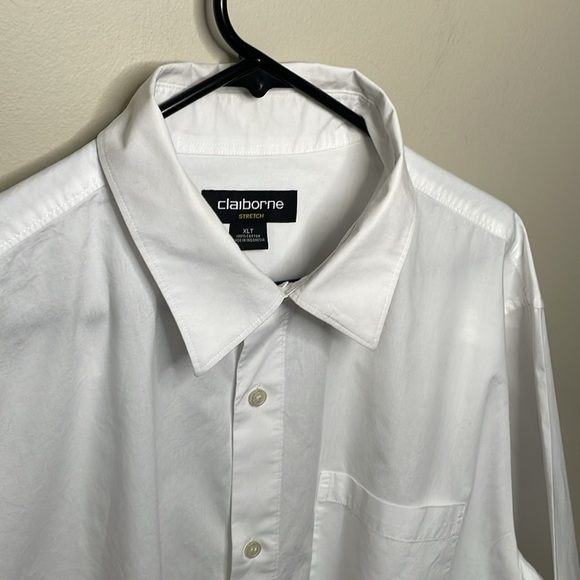 CLAIBORNE Men’s XLT White Cotton Long Sleeve Button Down Shirt Wardrobe Staple - Picture 5 of 10